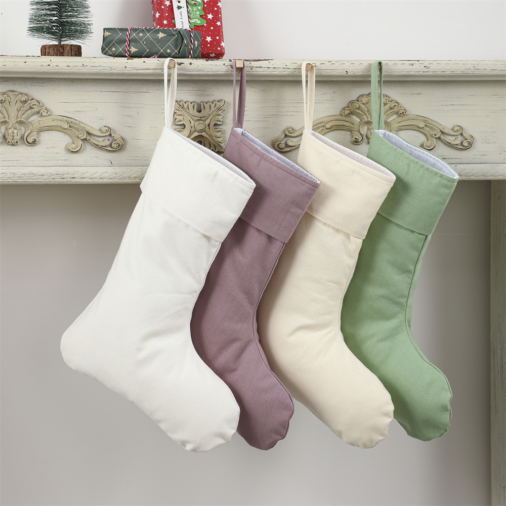 Christmas Stocking Hanging - Leinen Weihnachts strumpf Weihnachten natürliche einfache
