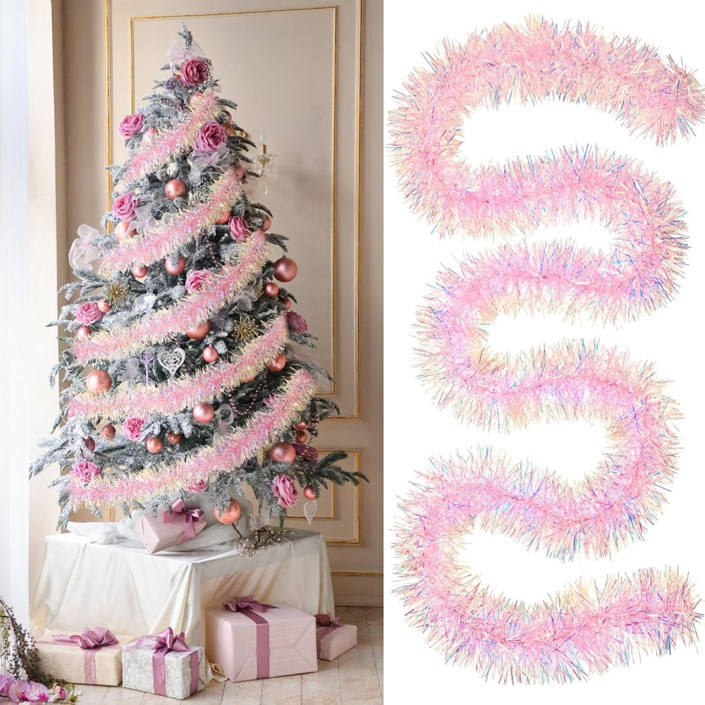 Tinsel Garland Decoration - 2M/9CM Weihnachtsdekorationen Bunte Streifen DIY Weihnachts-Glitzergirlande