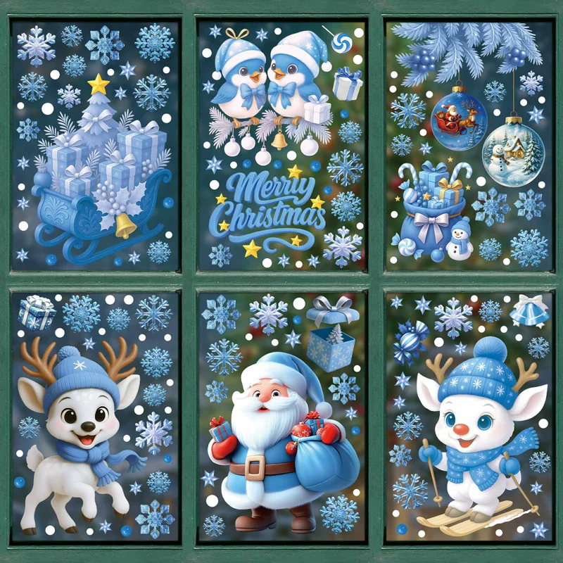 Snowflake Window Decal - DIY Weihnachts-PVC-Fensterfolien, statisch haftend, Schneemann, Weihnachtsmann,