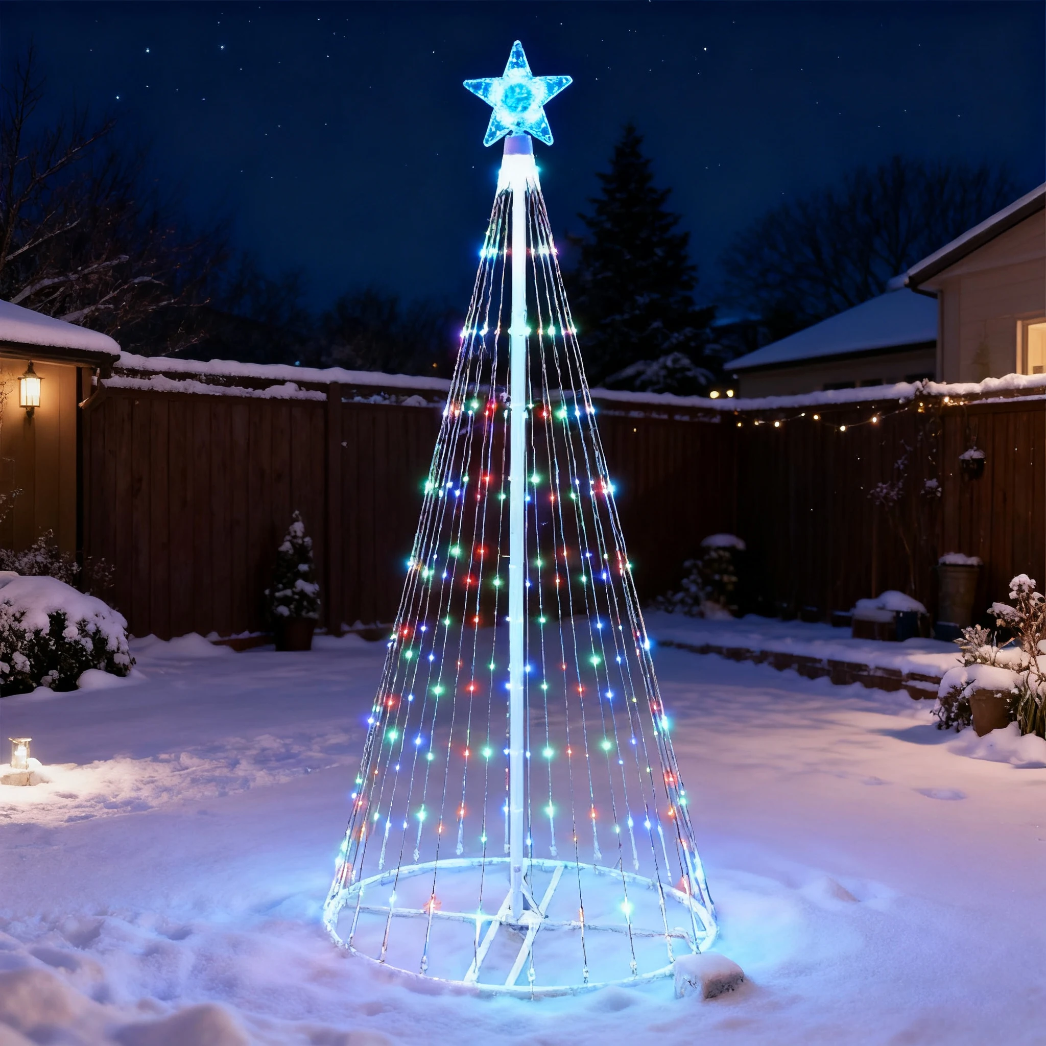 Solarbetriebene LED-Wasserfall – Star Tree Topper Bewertung und Preis