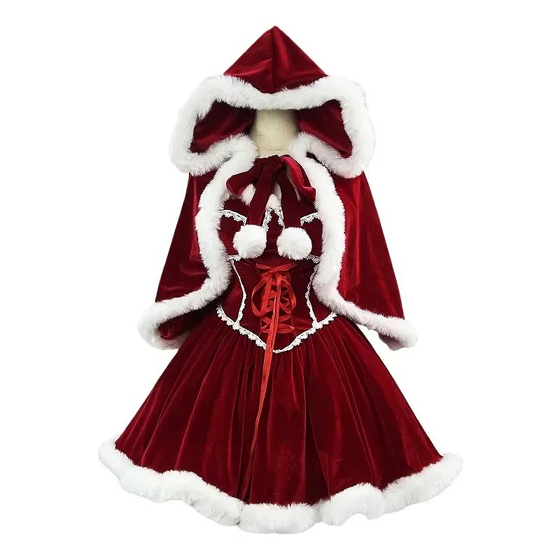 Neues Jahr Rotes Kleid Umhang  – Elf Costume Christmas Bewertung und Preis